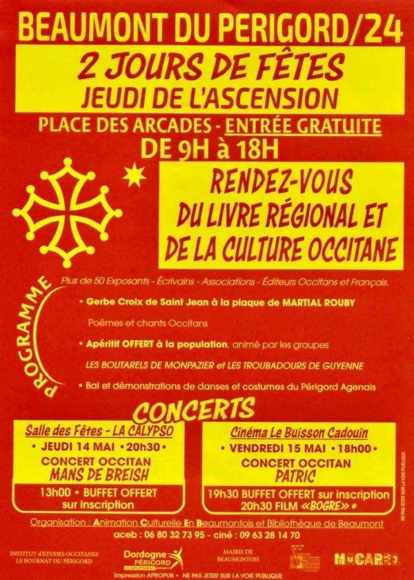 Rendez-vous du livre régional et de la culture Occitane à Beaumont-du-Périgord