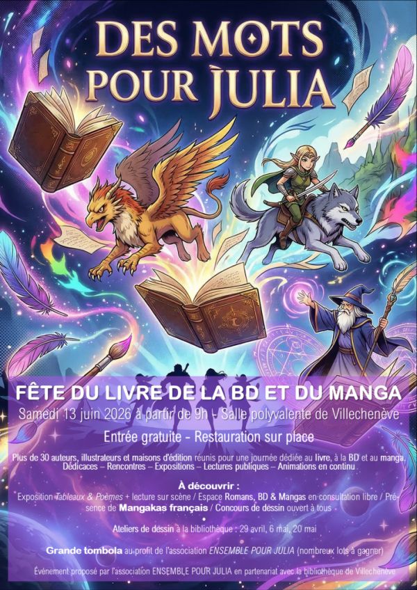 Fête du livre, de la BD et du manga de Villechenève 2026 Fête du livre, de la BD et du manga de Villechenève 2026