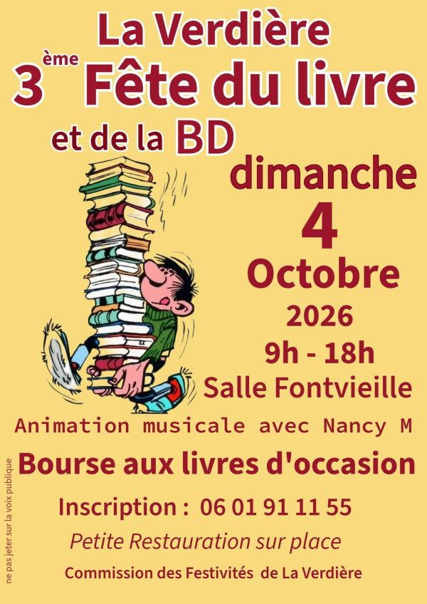 Fête du Livre et de la BD de La Verdière 2026 Fête du Livre et de la BD de La Verdière 2026